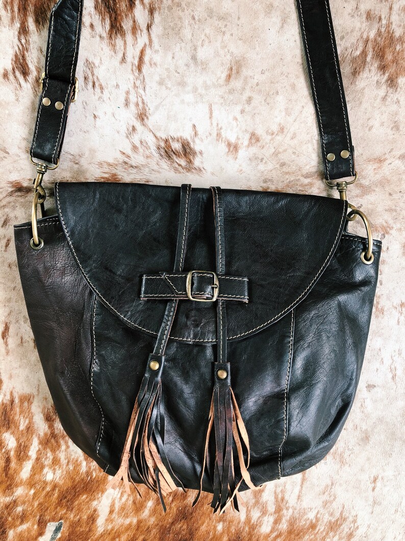 Brown Leather Purse / Boho Leather Crossbody / Western Handbag Etsy