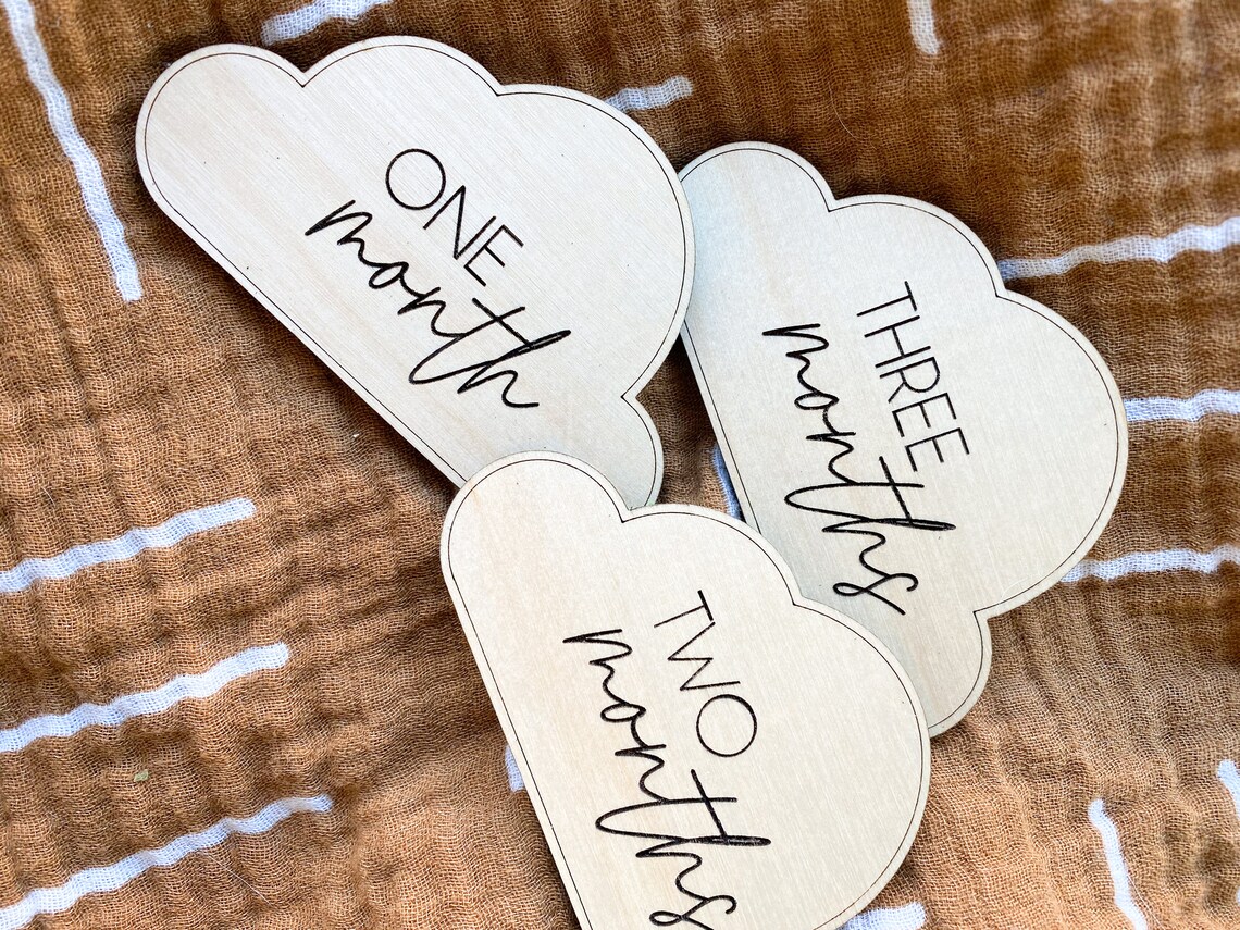 Baby milestone wooden clouds Etsy