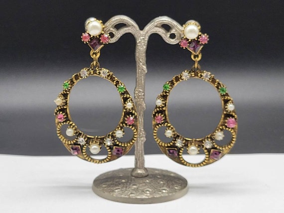 Vintage midcentury earrings oval drop door knocke… - image 2