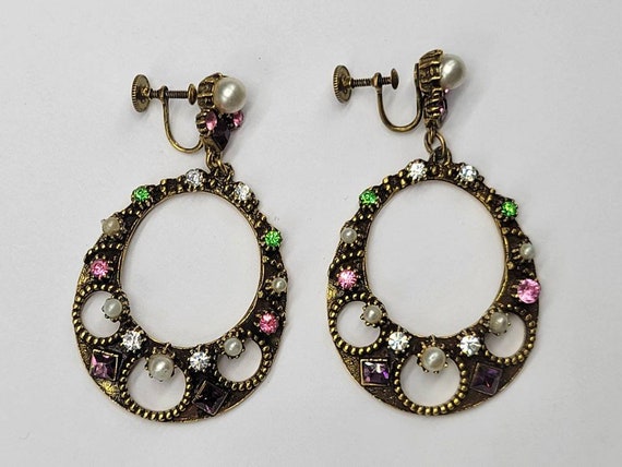 Vintage midcentury earrings oval drop door knocke… - image 3