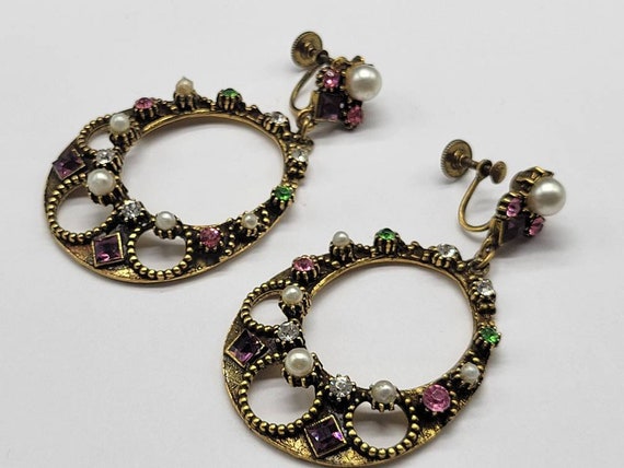 Vintage midcentury earrings oval drop door knocke… - image 8