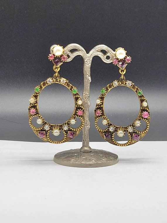 Vintage midcentury earrings oval drop door knocke… - image 9