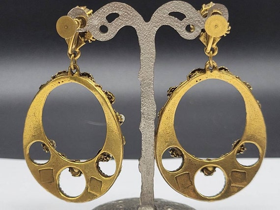 Vintage midcentury earrings oval drop door knocke… - image 7