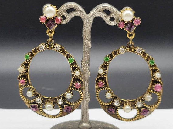 Vintage midcentury earrings oval drop door knocke… - image 5