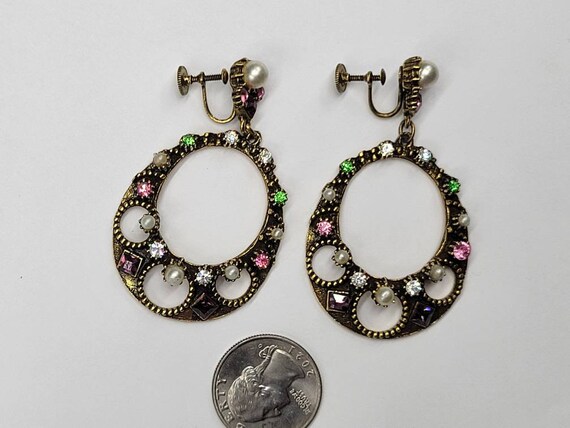 Vintage midcentury earrings oval drop door knocke… - image 6