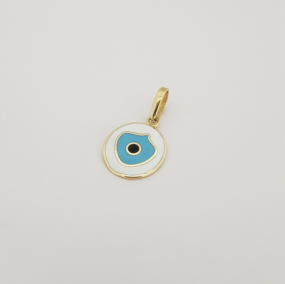 Evil Eye Gold Necklace 14k Gold Pendant Dainty Necklace Etsy