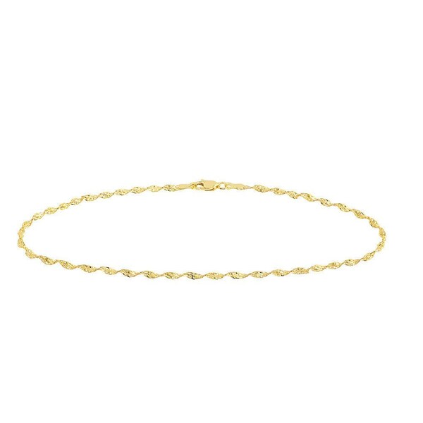 Solid 14K Gold 2.1mm Dorica Chain Anklet - 10", Yellow, Lobster, Gift, Women, Wife, Mother, Girlfriend, Anniversary, Birthday, Mother's Day