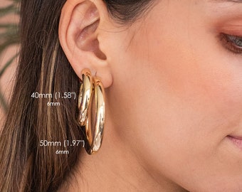 Chunky Gold Hoop Earrings | Etsy