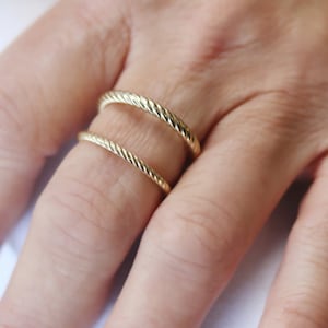 Solid 14K Yellow Gold Twisted Cable Stacking Rings for Women Mix Match Stackable Ring US Womens Ring Size 3 to 11 1.75mm / 2.5mm Thick image 1