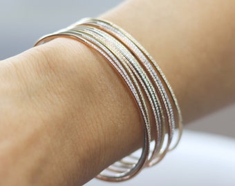 14K Gold Diamond Thin Open Bangle Cuff Bracelet for Women - Real 14k, Yellow, Rose, White, Gift, Present, Women, Wife, Mother, Anniversary