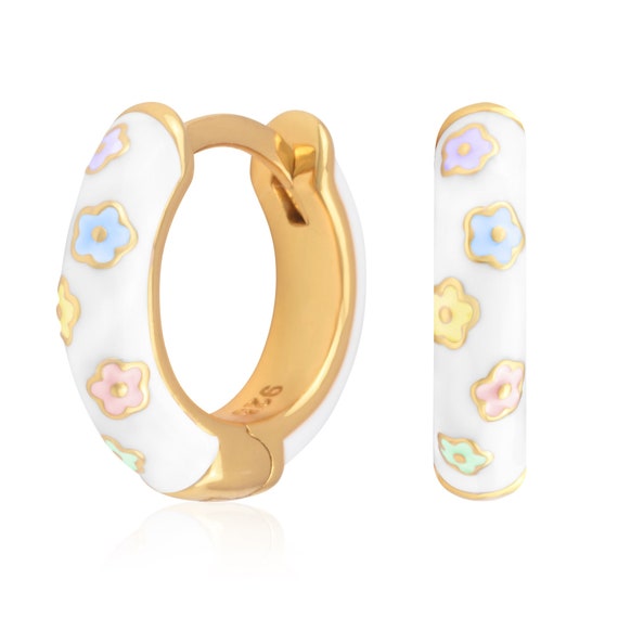 Pair of Gold Plated 3 Striped Design Hinged Snap On Hoop Earrings Pair of Gold Plated 3 Striped Design Hinged Snap On Hoop Earrings
