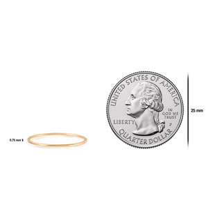 Solid 14K Yellow Gold Polished Band Stacking Rings for Women Mix Match Fashion Ring US Womens Ring, 0.75mm / 1mm Thick Size 2 to 12.00 image 8