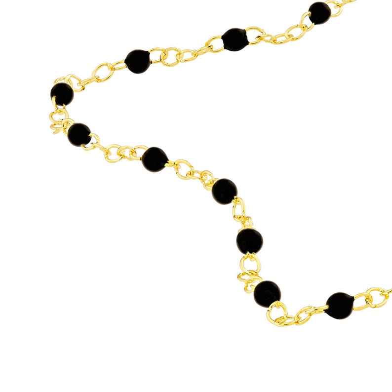 Real 14K Yellow Gold Neon Pink Enamel Bead in 2MM Piatto Chain Bracelet 7.5 Adjustable, Spring Ring, Gift, Available in Assorted Colors Black