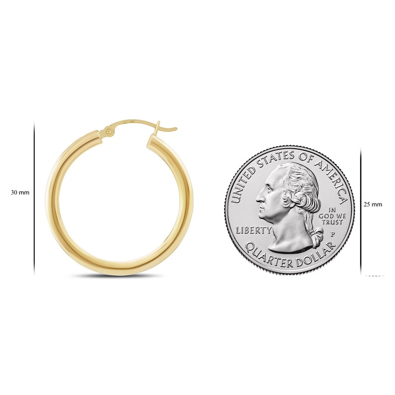 3mm Thick x 15-20mm Diameters 14K Hinged Premium Yellow Gold Hoops Fashion Earring for Woman