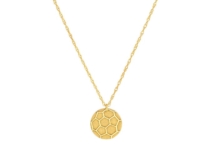 Solid 14K Yellow Gold Mini Soccer Ball Adjustable Necklace Women - 18" Length, Spring Ring, Gift, Present, Birthday, Anniversary, Christmas