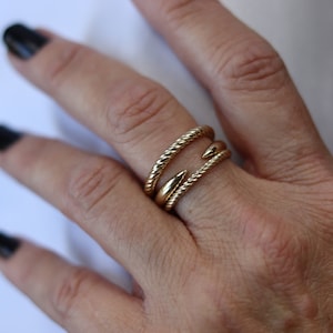 Solid 14K Yellow Gold Twisted Cable Stacking Rings for Women Mix Match Stackable Ring US Womens Ring Size 3 to 11 1.75mm / 2.5mm Thick image 3