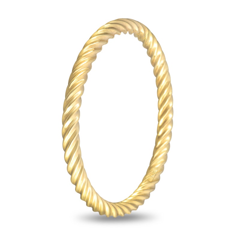 Solid 14K Yellow Gold Twisted Cable Stacking Rings for Women Mix Match Stackable Ring US Womens Ring Size 3 to 11 1.75mm / 2.5mm Thick image 5