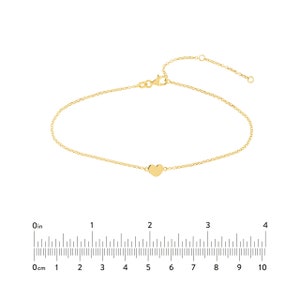Solid Gold Simple Heart 1.5mm Adjustable Chain Anklet 10, Real 14K, Yellow, Pear Lock, Gift, Women, Wife, Mother, Anniversary, Birthday image 5