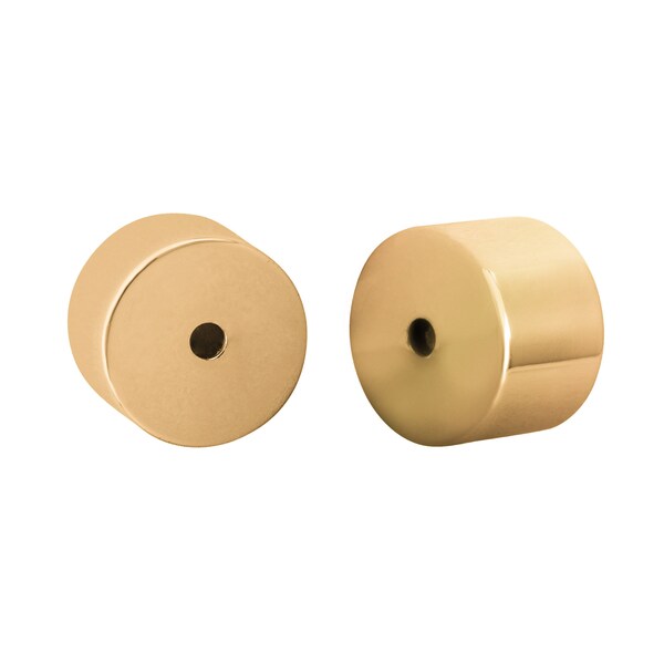 Yellow Gold Plated Silicone Brass Barrel Earring Backs (Full Pair) - Cylinder w/ Silicone Clasp - Barrel Earring Backing - 7MM x 7MM x 4.8MM