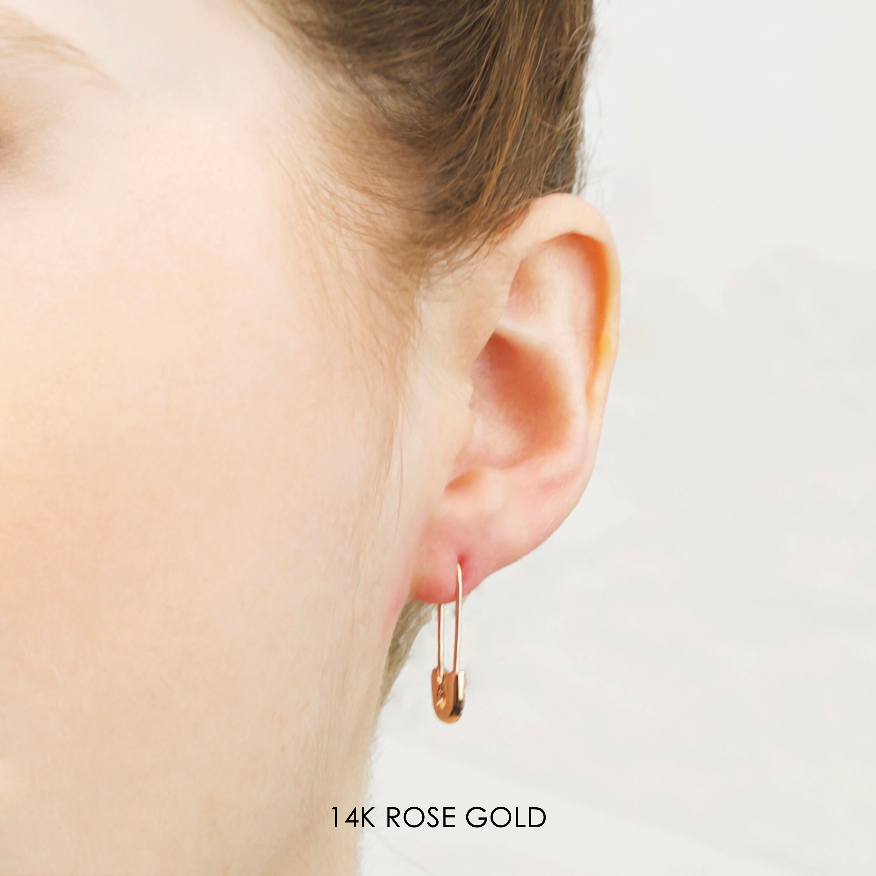 Gold Safety Pin Earring Zoe Chicco 14K Gold Pave Diamond