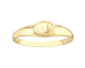 14K Yellow Gold Mini Oval Signet Rings for Women - Available Sizes 6, 7 and 8 -  Gift for Mother, Wife, Girlfriend - Anniversary - Birthday