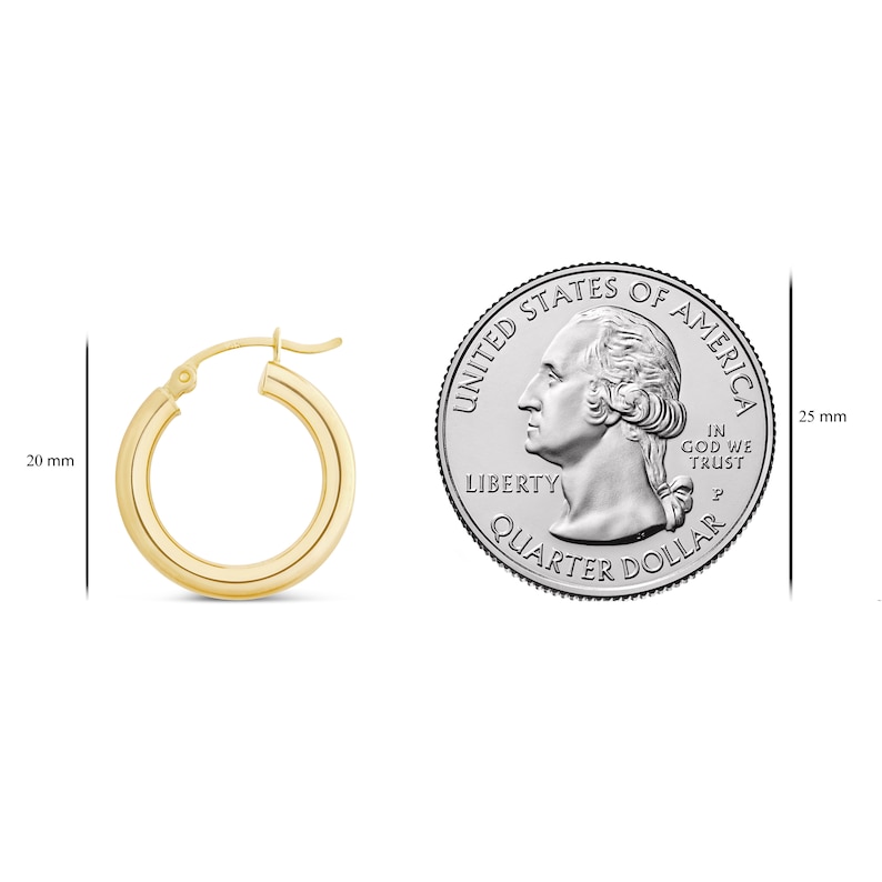 3mm Thick x 15-20mm Diameters 14K Hinged Premium Yellow Gold Hoops Fashion Earring for Woman