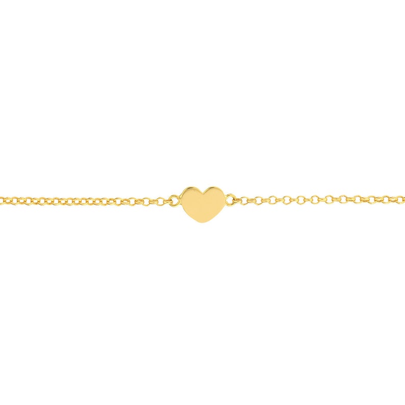 Solid Gold Simple Heart 1.5mm Adjustable Chain Anklet 10, Real 14K, Yellow, Pear Lock, Gift, Women, Wife, Mother, Anniversary, Birthday image 3