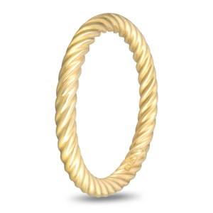 Solid 14K Yellow Gold Twisted Cable Stacking Rings for Women Mix Match Stackable Ring US Womens Ring Size 3 to 11 1.75mm / 2.5mm Thick image 4