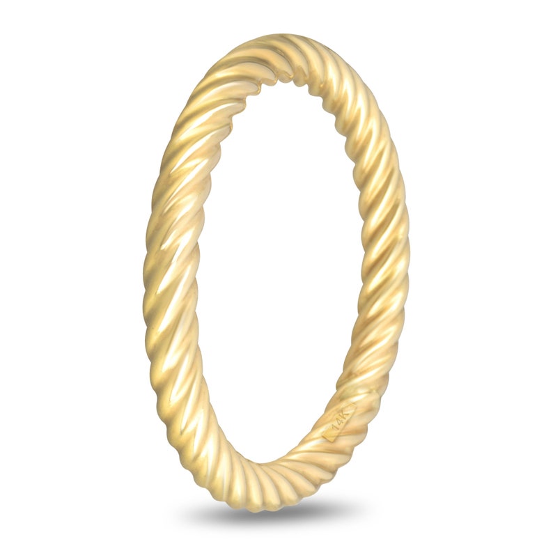 Solid 14K Yellow Gold Twisted Cable Stacking Rings for Women Mix Match Stackable Ring US Womens Ring Size 3 to 11 1.75mm / 2.5mm Thick image 4