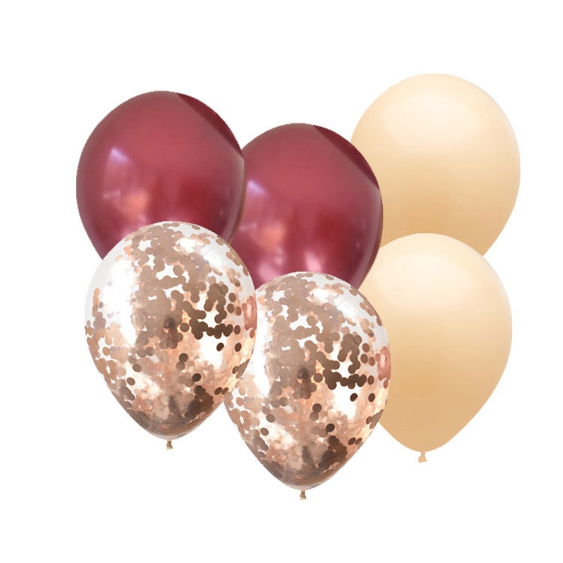 Blush Burgundy Rose Gold Confetti Balloon Bouquet Kit 6pk Etsy