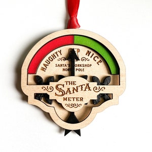 Personalised The Santa Meter Nice Naughty List | Christmas Decoration | Real Moving Arrow | Christmas Tree Decor