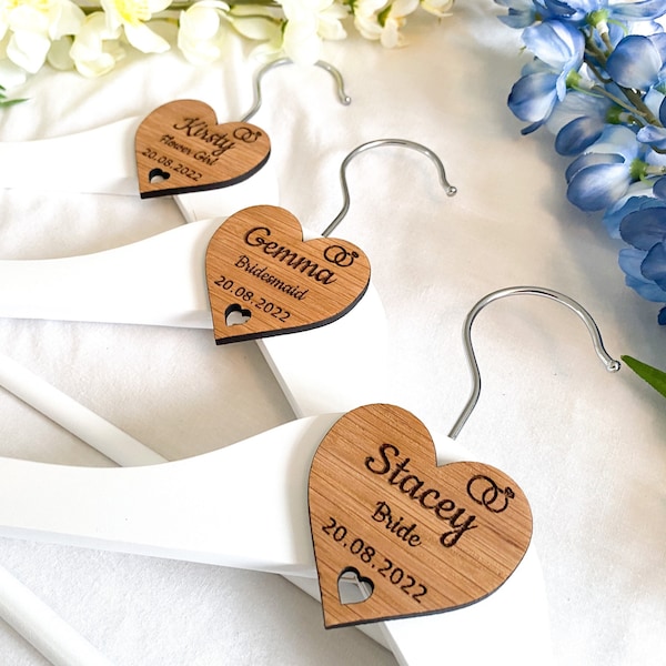 Personalised Oak Wedding Hanger Tags - Rustic Elegance for Your Special Day