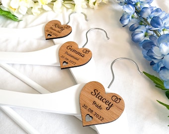 Personalised Oak Wedding Hanger Tags - Rustic Elegance for Your Special Day