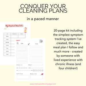 conquer your cleaning plans with chronic illness. Simplest symptom tracking system, meal plan, cleaning plan and more