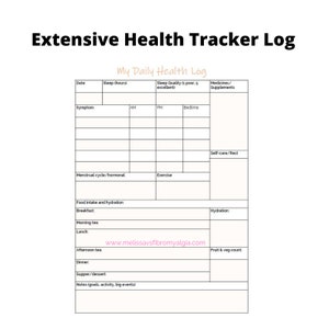 Fibromyalgia Health Tracker Extensive Chronic Illness Pattern Tracker image 2