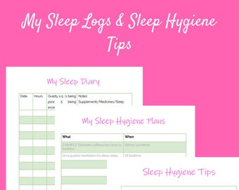 Sleep Diary, Sleep Tracker, Fibromyalgia Sleep Diary, Sleep Hygiene Tips