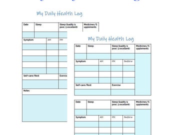 daily health log etsy daily health log