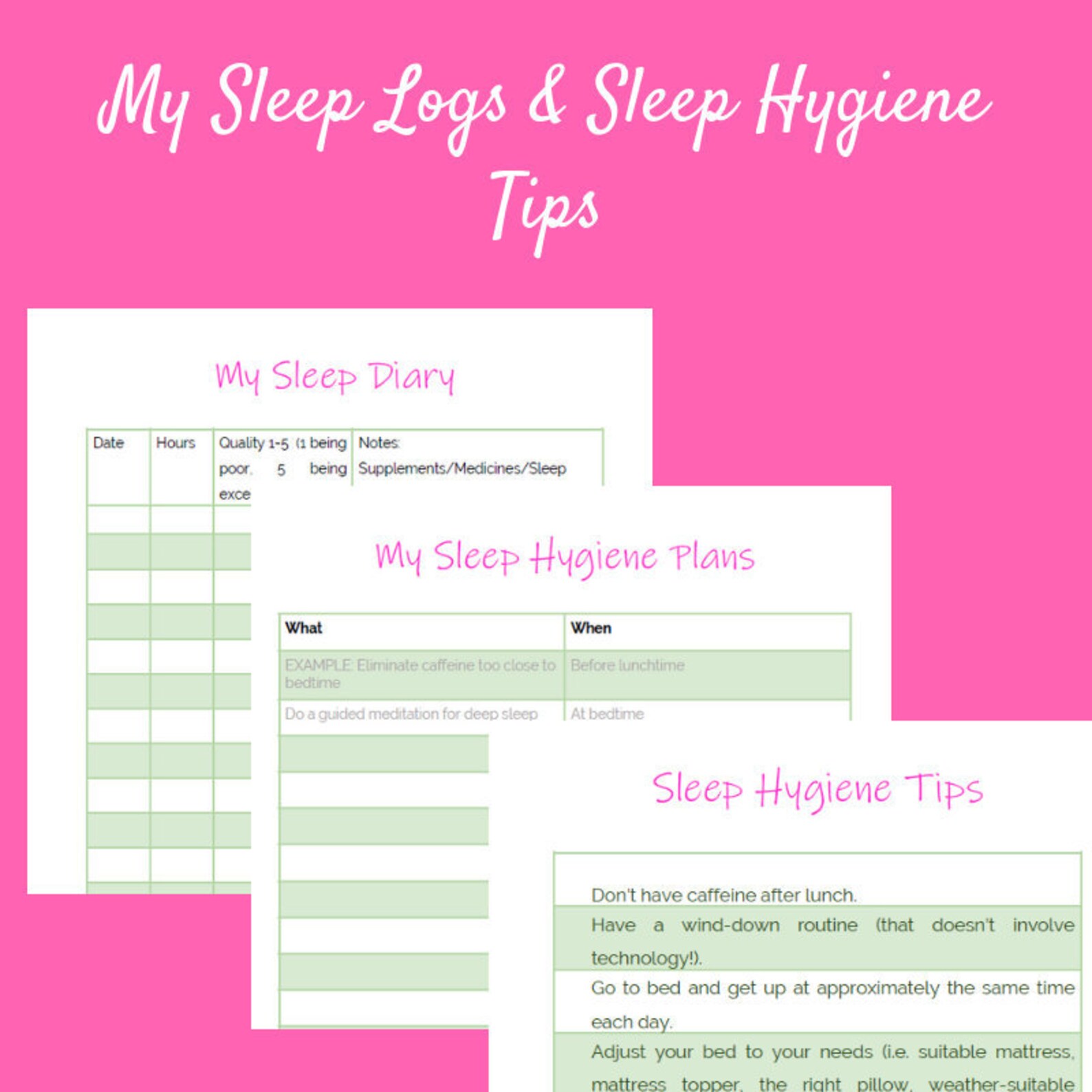 Sleep Diary Sleep Tracker Fibromyalgia Sleep Diary Sleep | Etsy