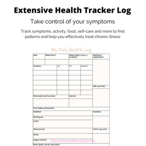 Fibromyalgia Health Tracker Extensive Chronic Illness Pattern Tracker image 3