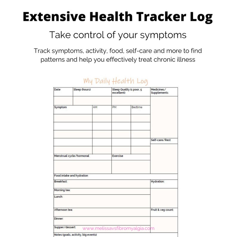 Fibromyalgia Health Tracker Extensive Chronic Illness Pattern Tracker image 3