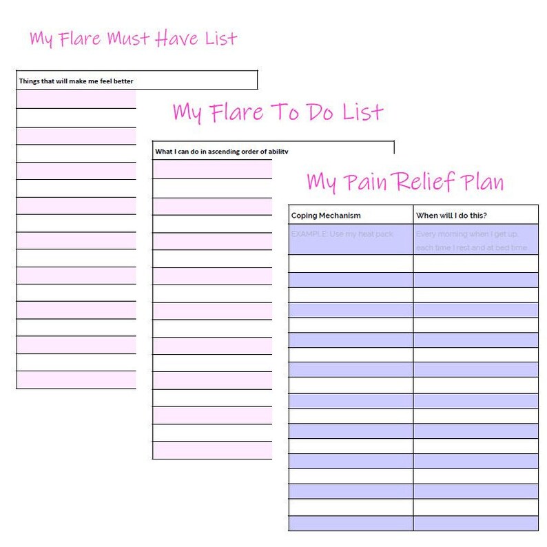 Chronic Illness Flare Planning Kit Chronic Pain Relief Plan Etsy New 