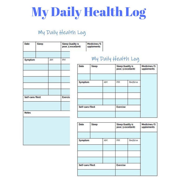 my daily health log chronic illness tracker fibromyalgia etsy daily health log