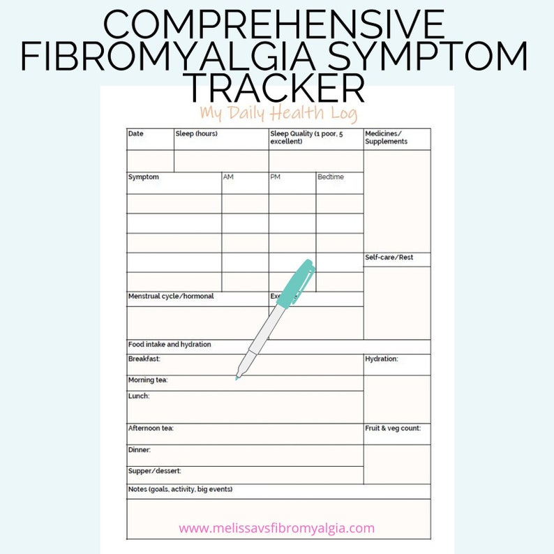 Fibromyalgia Health Tracker Extensive Chronic Illness Pattern Tracker image 1