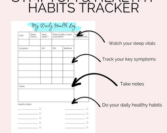 Symptom & Healthy Habits Tracker | Tracker for Chronic Illness | Track symptoms and healthy habits with free ebook