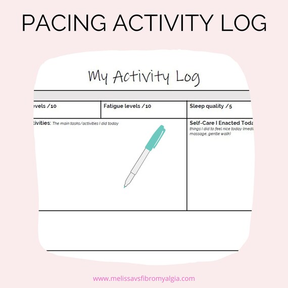 Pacing Activity Log for Chronic Illness Fibromyalgia Tracking Etsy
