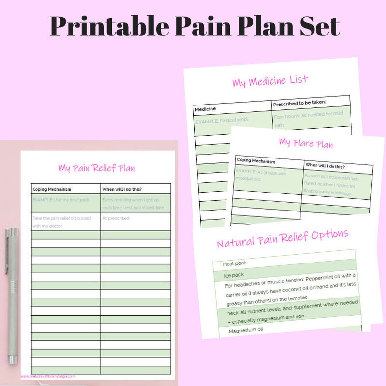 Chronic Pain Pain Plan Set, Fibromyalgia Plan, Daily Pain Management