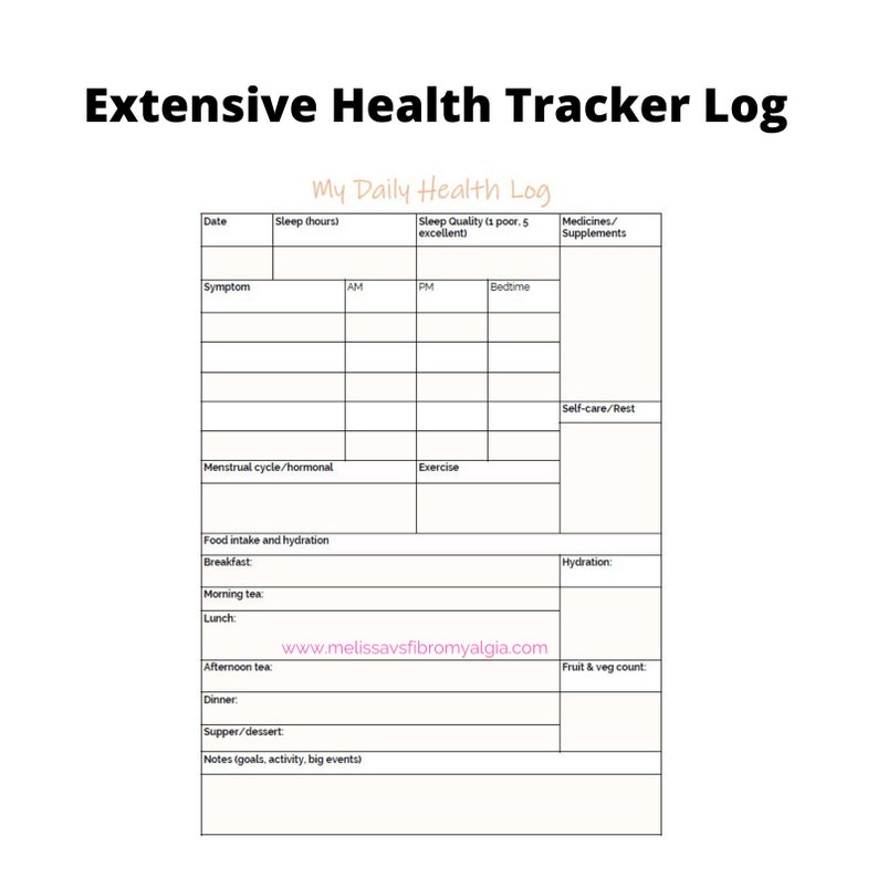 Fibromyalgia Health Tracker Extensive Chronic Illness Pattern Tracker image 2