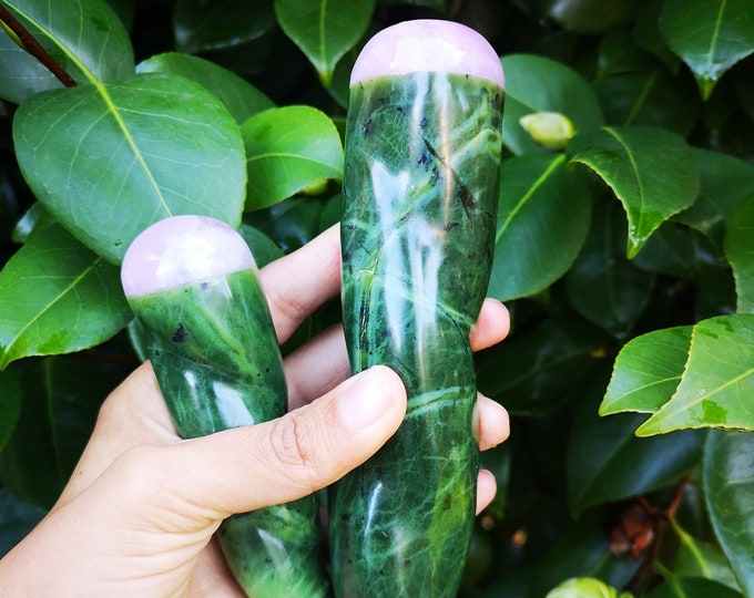 Nephrite Jade Wand Yoni Wand Jade & Rose Quartz Yoni Massage Etsy