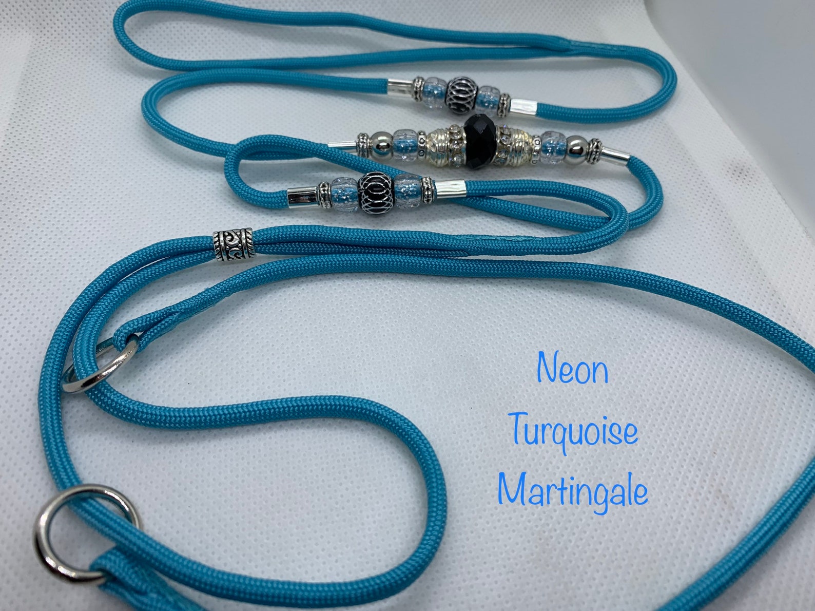 Paracord Martingale Dog Show Lead With Bling Charms. Many Etsy