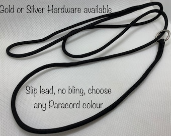 Paracord training Dog Show slip lead with single ring. Custom colour and length available. Dog Show Lead